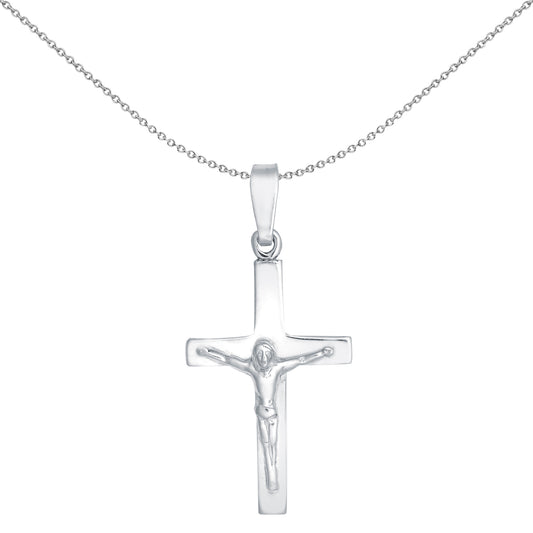Sterling Silver  Stamped Crucifix Plain Cross Pendant - APX026