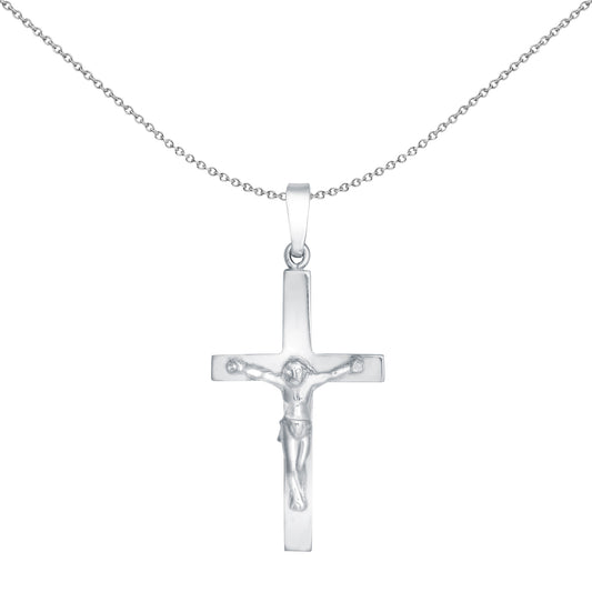Sterling Silver  Stamped Crucifix Plain Cross Pendant - APX027