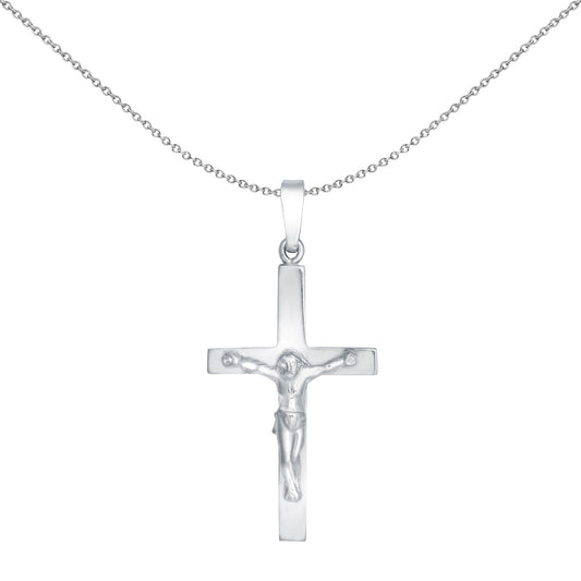 Sterling Silver  Stamped Crucifix Plain Cross Pendant - APX027