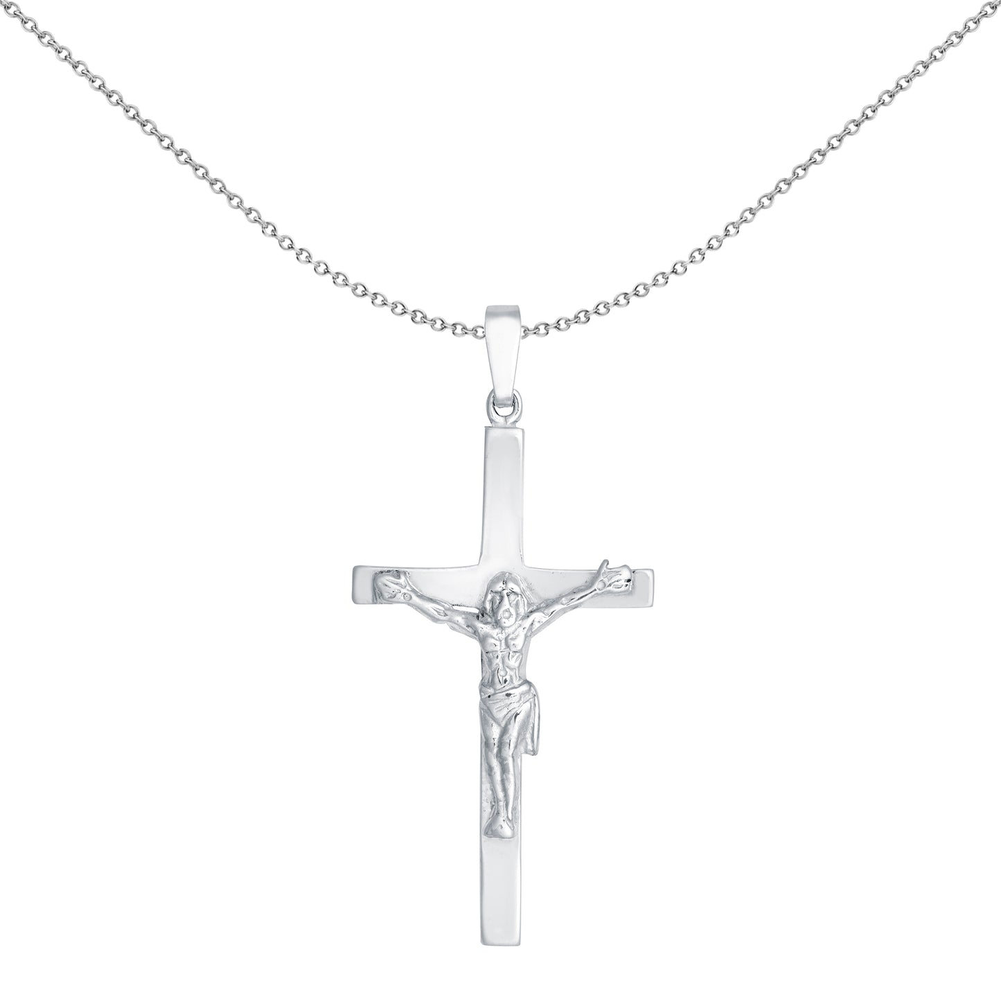 Sterling Silver  Stamped Crucifix Plain Cross Pendant - APX028