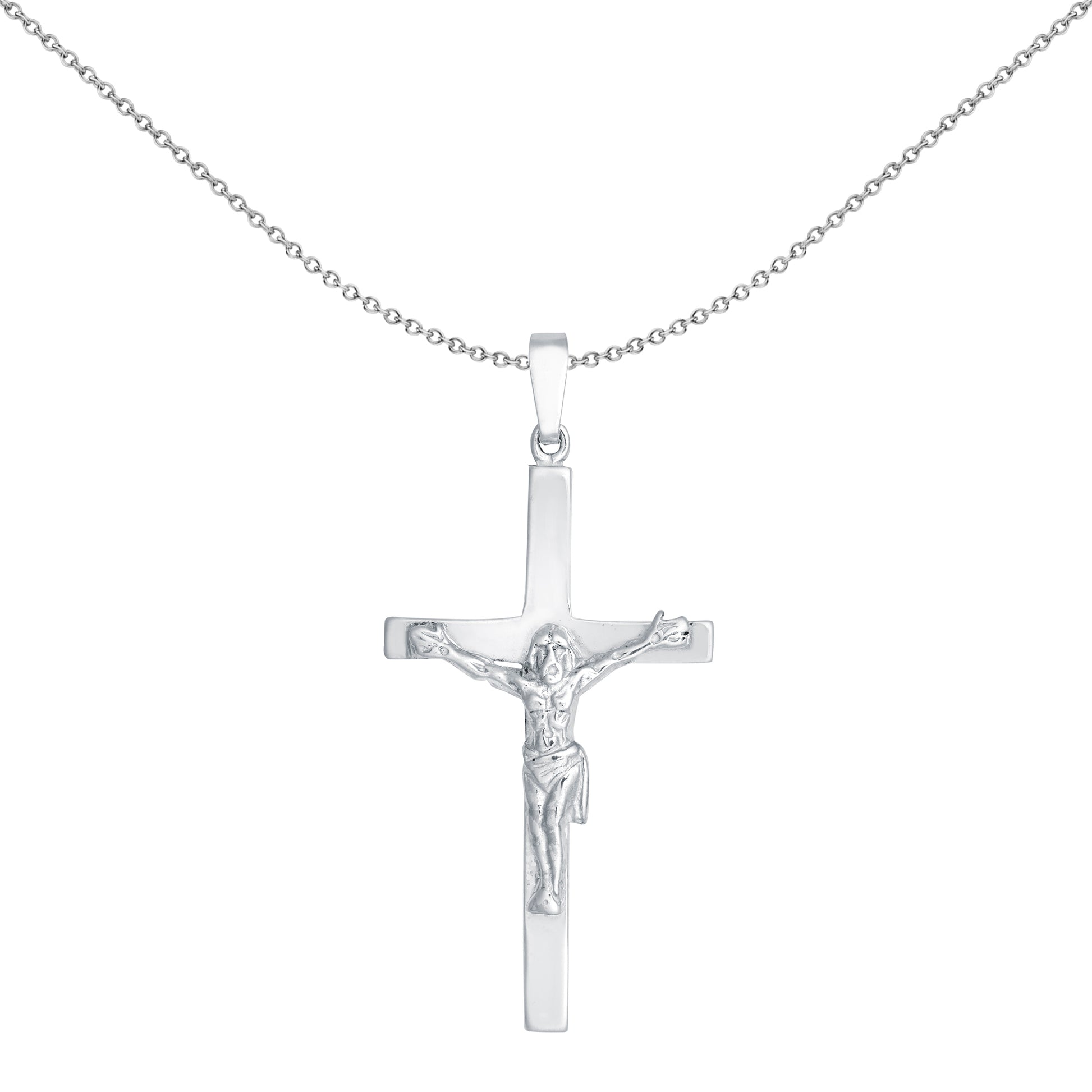 Sterling Silver  Stamped Crucifix Plain Cross Pendant - APX028