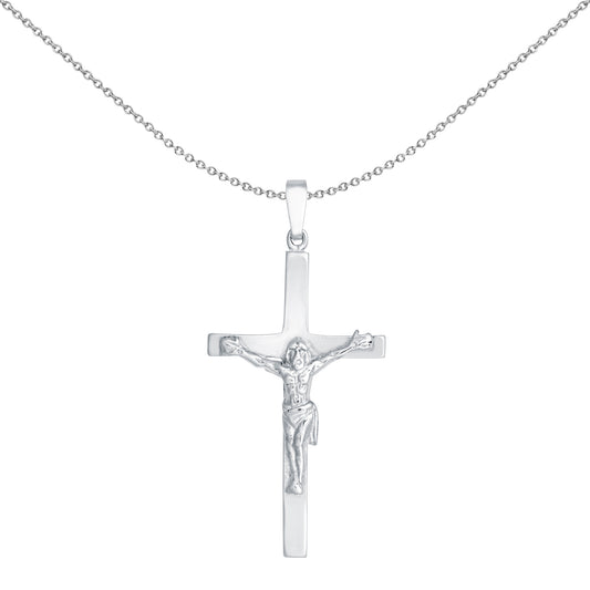 Sterling Silver  Stamped Crucifix Plain Cross Pendant - APX028