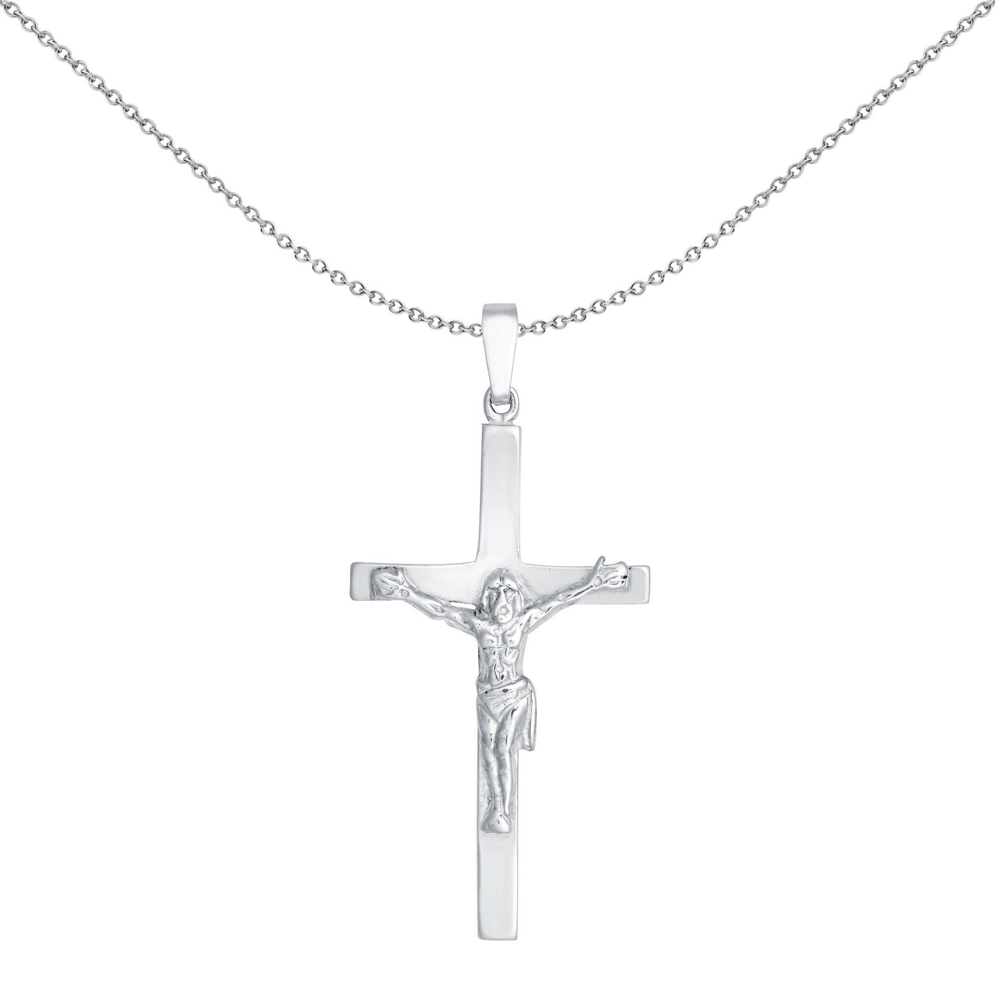 Sterling Silver  Stamped Crucifix Plain Cross Pendant - APX028