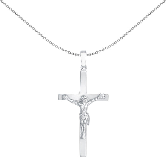Sterling Silver  Stamped Crucifix Plain Cross Pendant - APX028