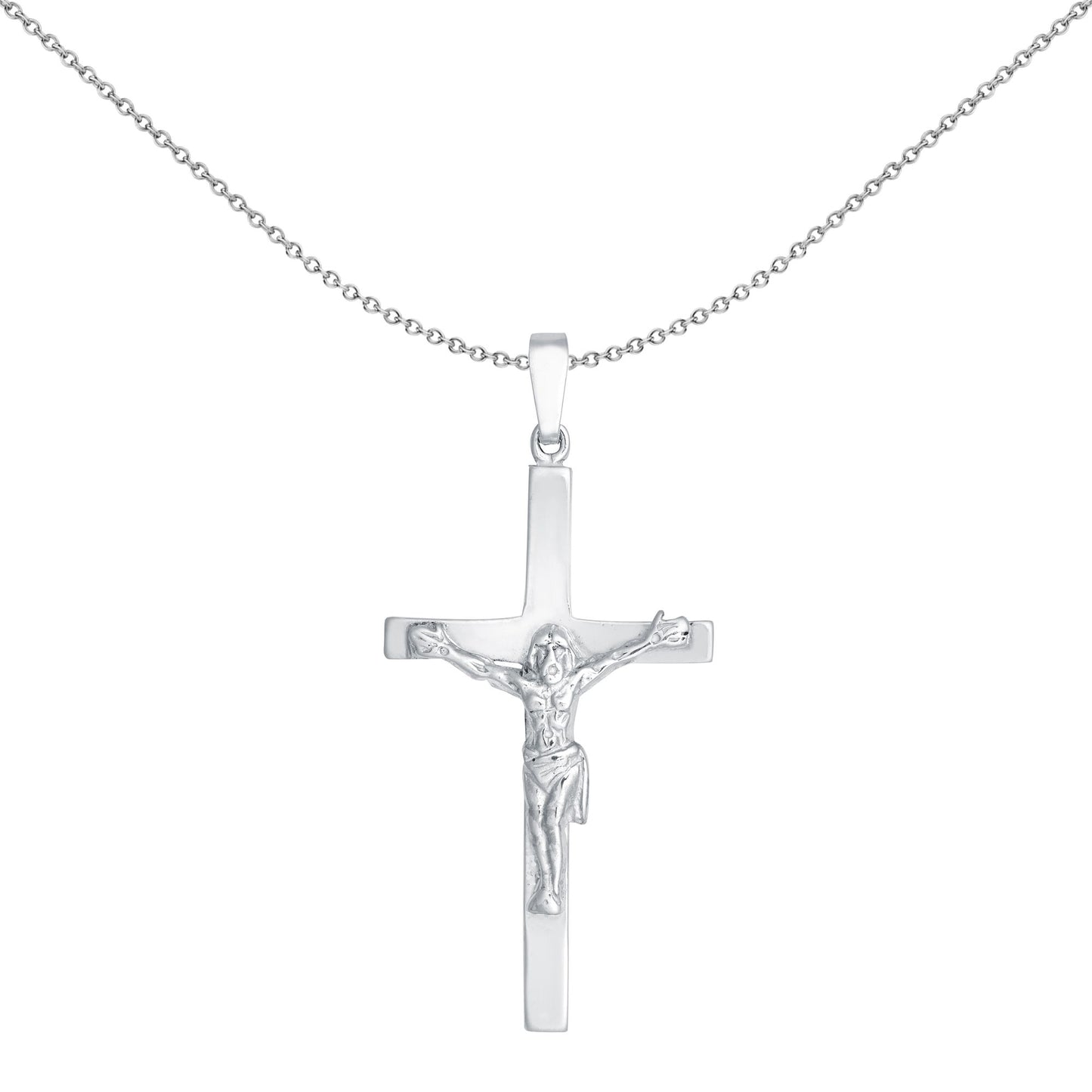 Sterling Silver  Stamped Crucifix Plain Cross Pendant - APX028