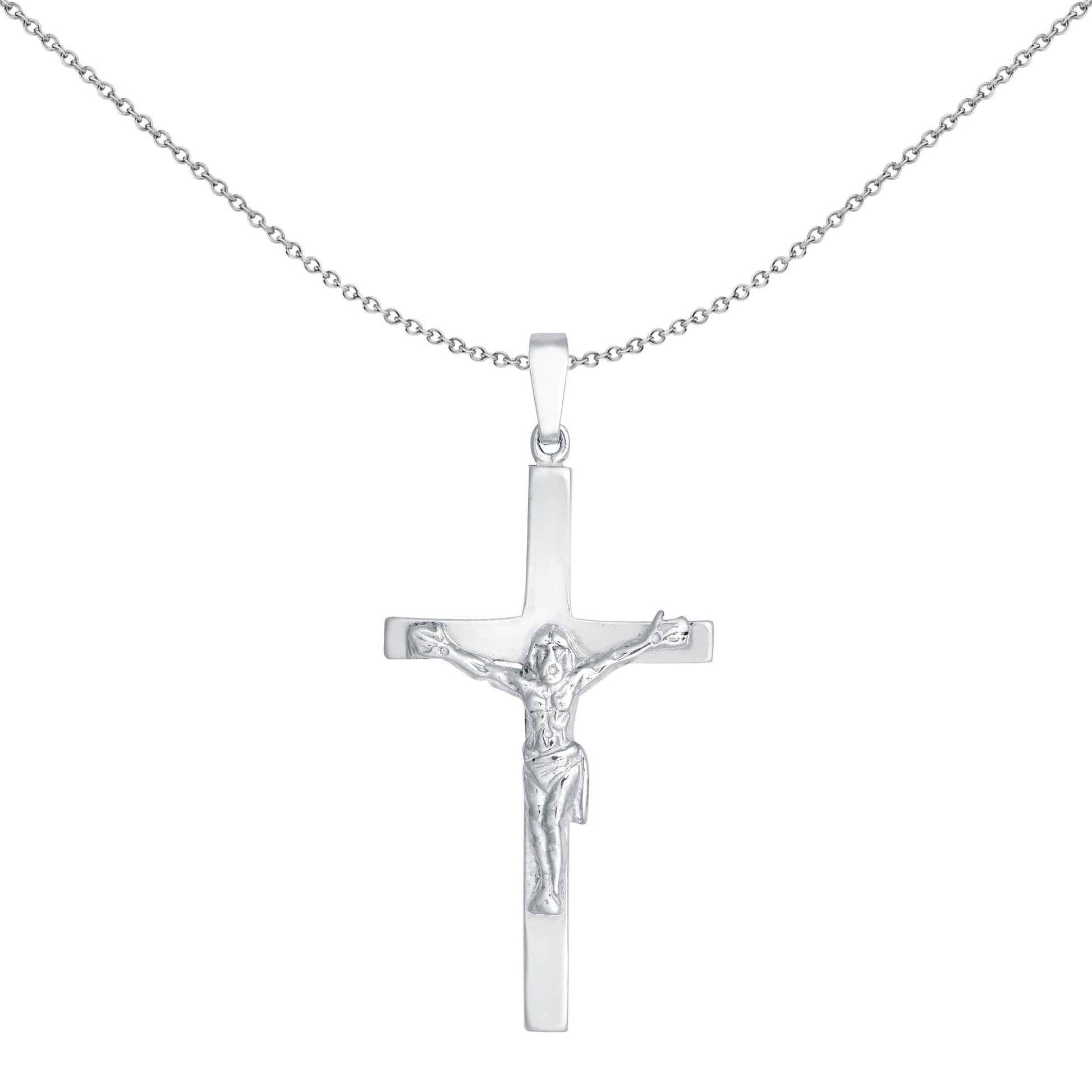 Sterling Silver  Stamped Crucifix Plain Cross Pendant - APX028