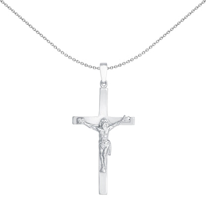Sterling Silver  Stamped Crucifix Plain Cross Pendant - APX028