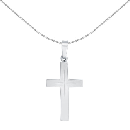 Sterling Silver  Diamond-cut Flat Cross Pendant - APX029