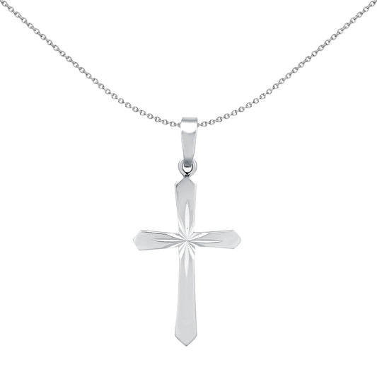 Sterling Silver  Diamond-cut Arrow Starburst Cross Pendant - APX031