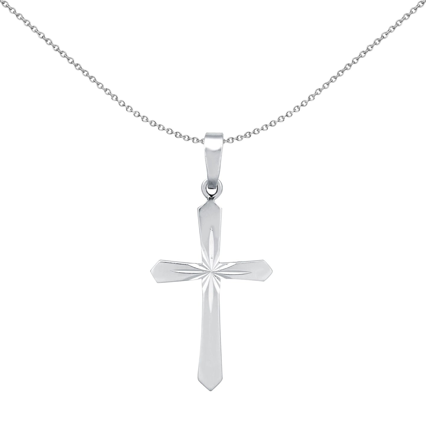 Sterling Silver  Diamond-cut Arrow Starburst Cross Pendant - APX031
