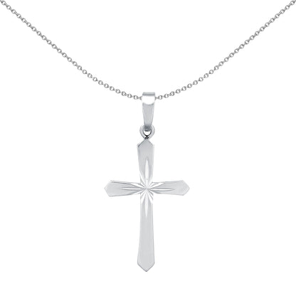 Sterling Silver  Diamond-cut Arrow Starburst Cross Pendant - APX031