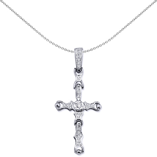 Sterling Silver  CZ Moveable Ball Socket 4 Piece Cross Pendant - APX038