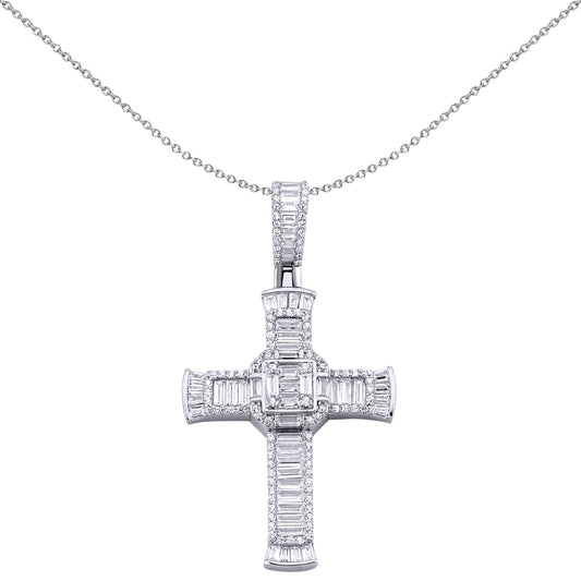 Sterling Silver  CZ Art Deco Celtic Pyramid Altar Cross Pendant - APX041