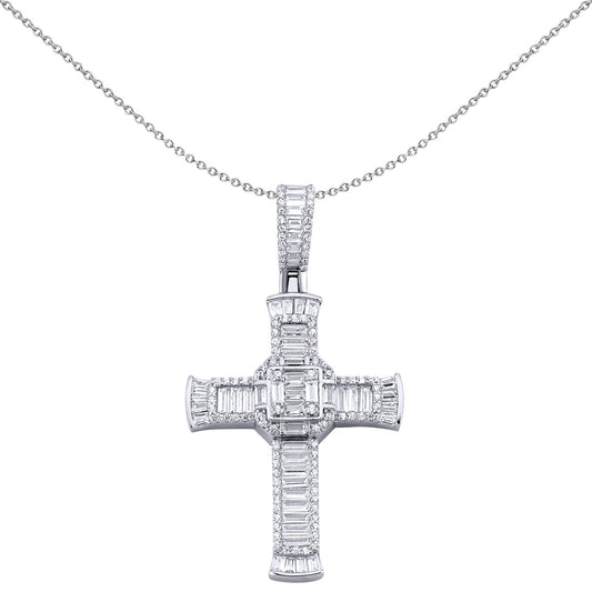 Sterling Silver  CZ Art Deco Celtic Pyramid Altar Cross Pendant - APX041
