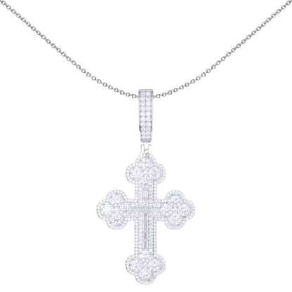 Unisex Silver  Baguette CZ Greek Baptismal Cross Pendant ½oz - APX050