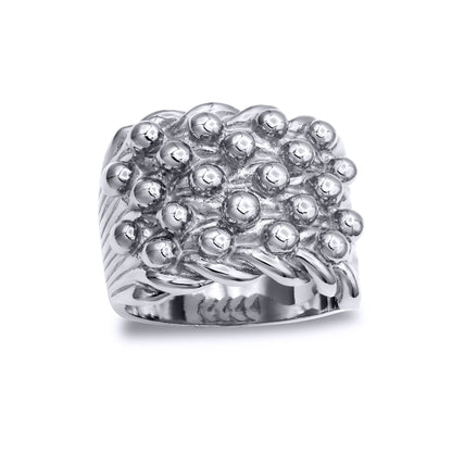 Mens Silver  III 5 Row King George III Keeper Guard Ring 20mm - ARN014