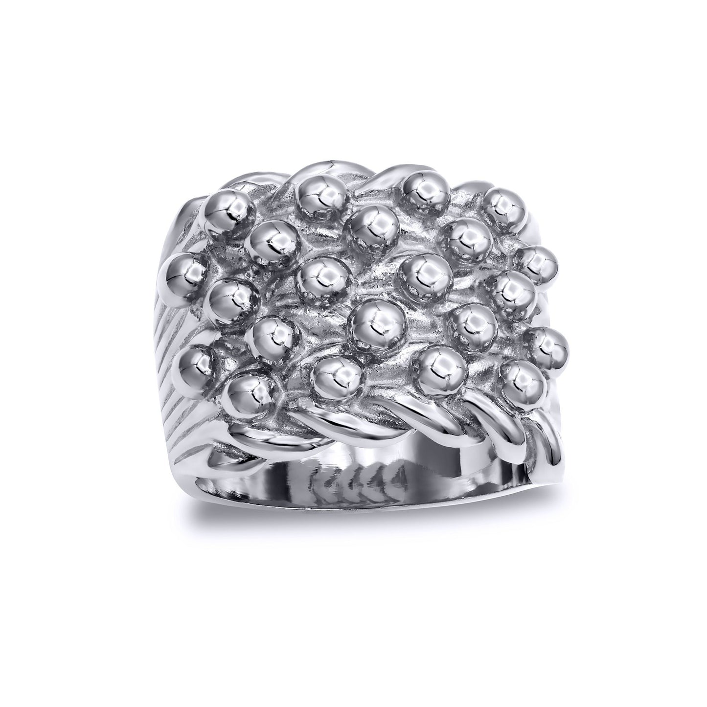 Mens Silver  III 5 Row King George III Keeper Guard Ring 20mm - ARN014