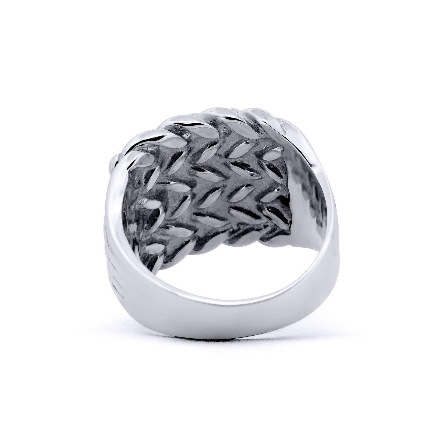 Mens Silver  III 5 Row King George III Keeper Guard Ring 20mm - ARN014