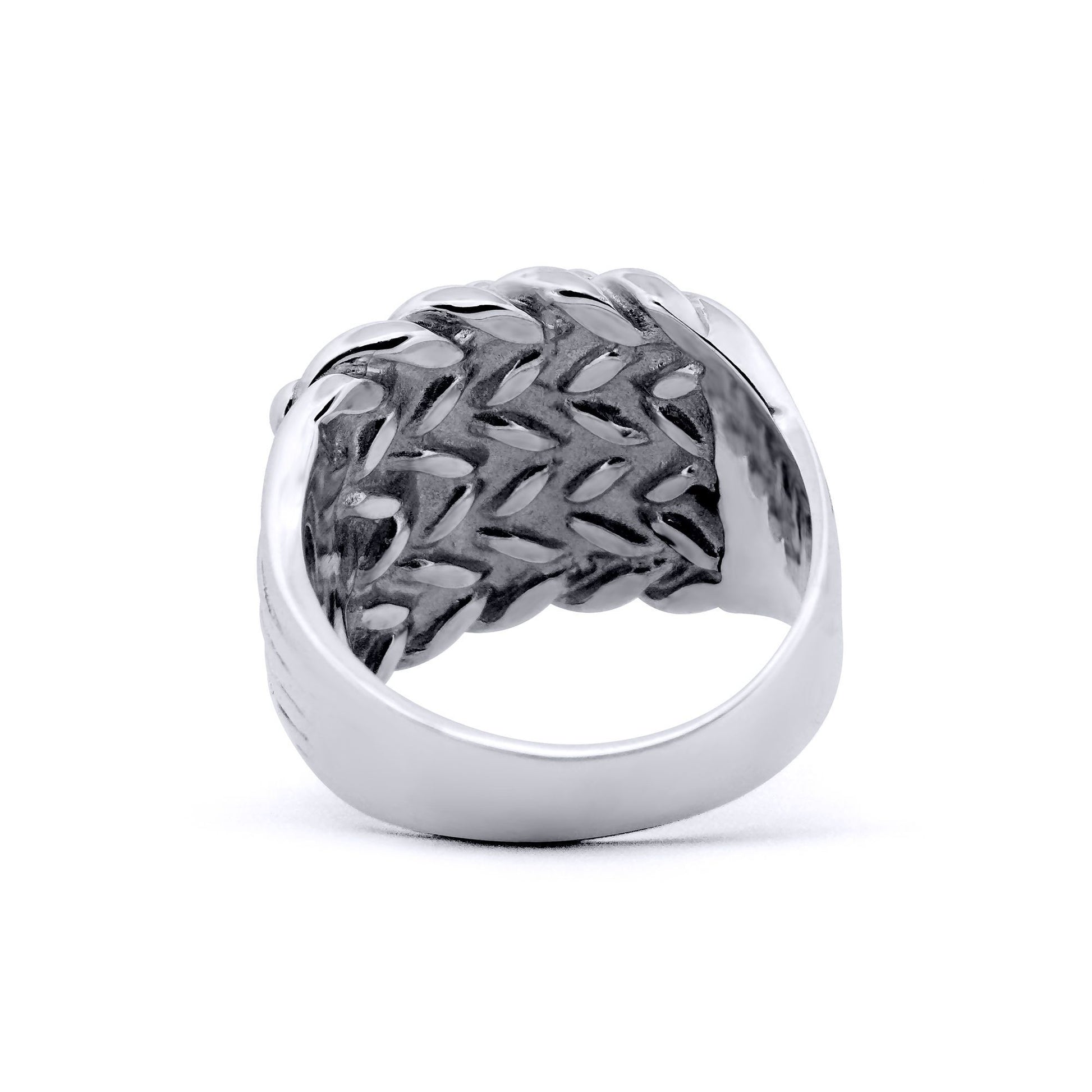Mens Silver  III 5 Row King George III Keeper Guard Ring 20mm - ARN014