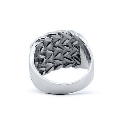 Mens Silver  III 5 Row King George III Keeper Guard Ring 20mm - ARN014