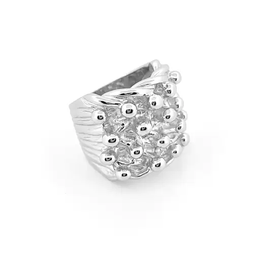 Mens Silver  III 4 Row King George III Keeper Guard Ring 21mm - ARN015