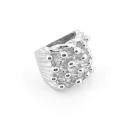 Mens Silver  III 4 Row King George III Keeper Guard Ring 21mm - ARN015