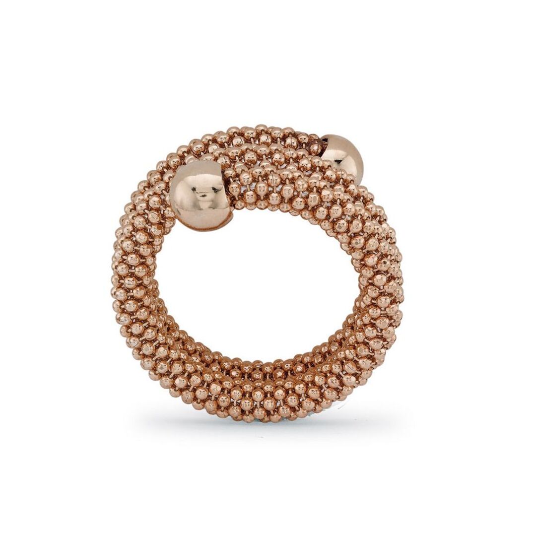 Rose Sterling Silver  Double Wrap Popcorn Beaded Fashion Ring - ARN044B