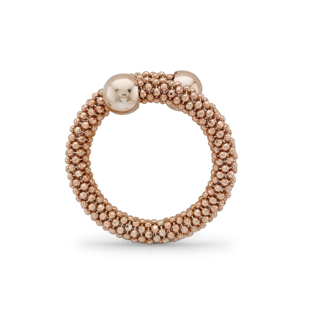 Rose Sterling Silver  Single Wrap Popcorn Beaded Fashion Ring - ARN045B