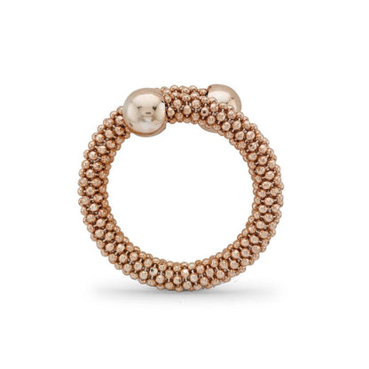 Rose Sterling Silver  Single Wrap Popcorn Beaded Fashion Ring - ARN045B