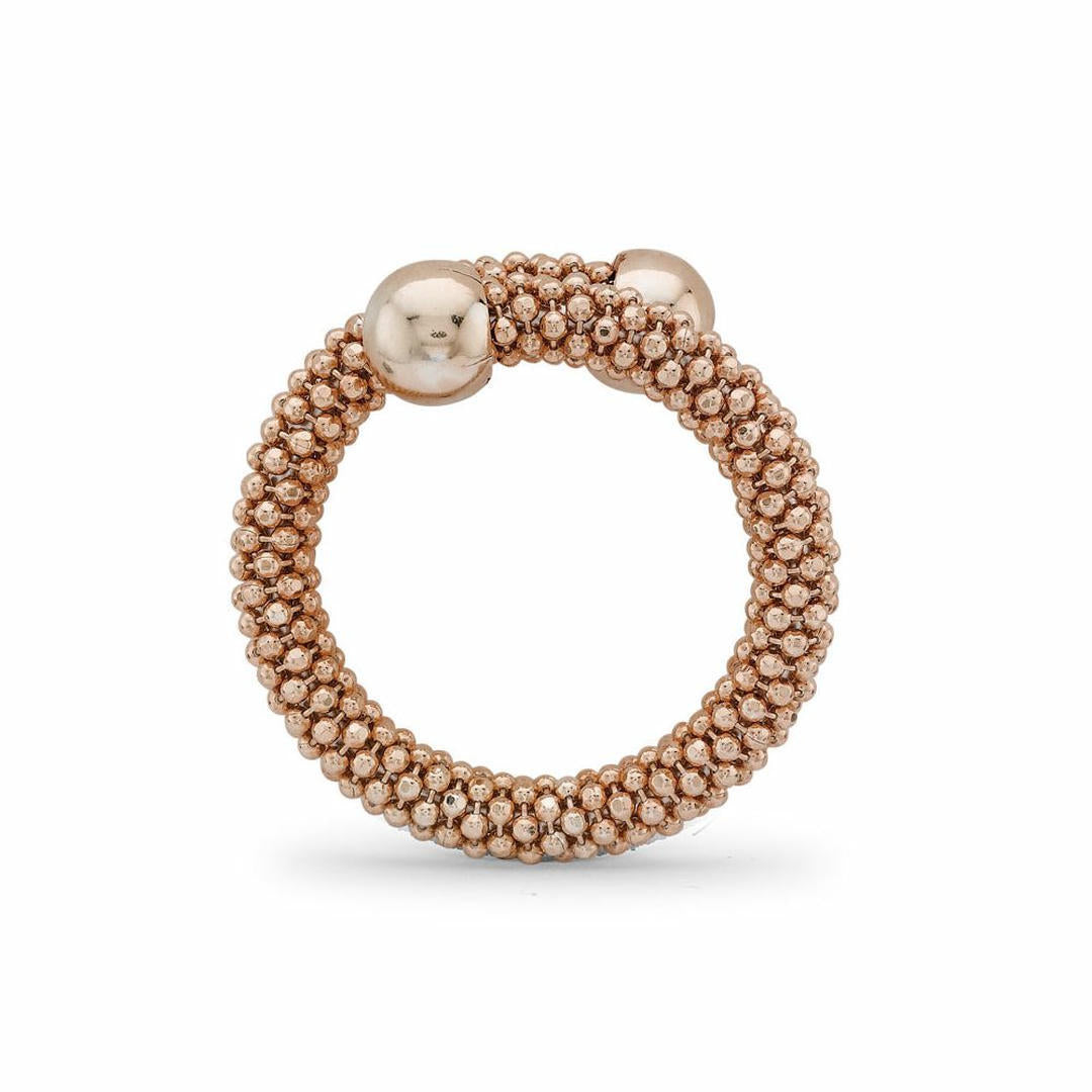 Rose Sterling Silver  Single Wrap Popcorn Beaded Fashion Ring - ARN045B