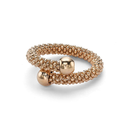 Rose Sterling Silver  Single Wrap Popcorn Beaded Fashion Ring - ARN045B