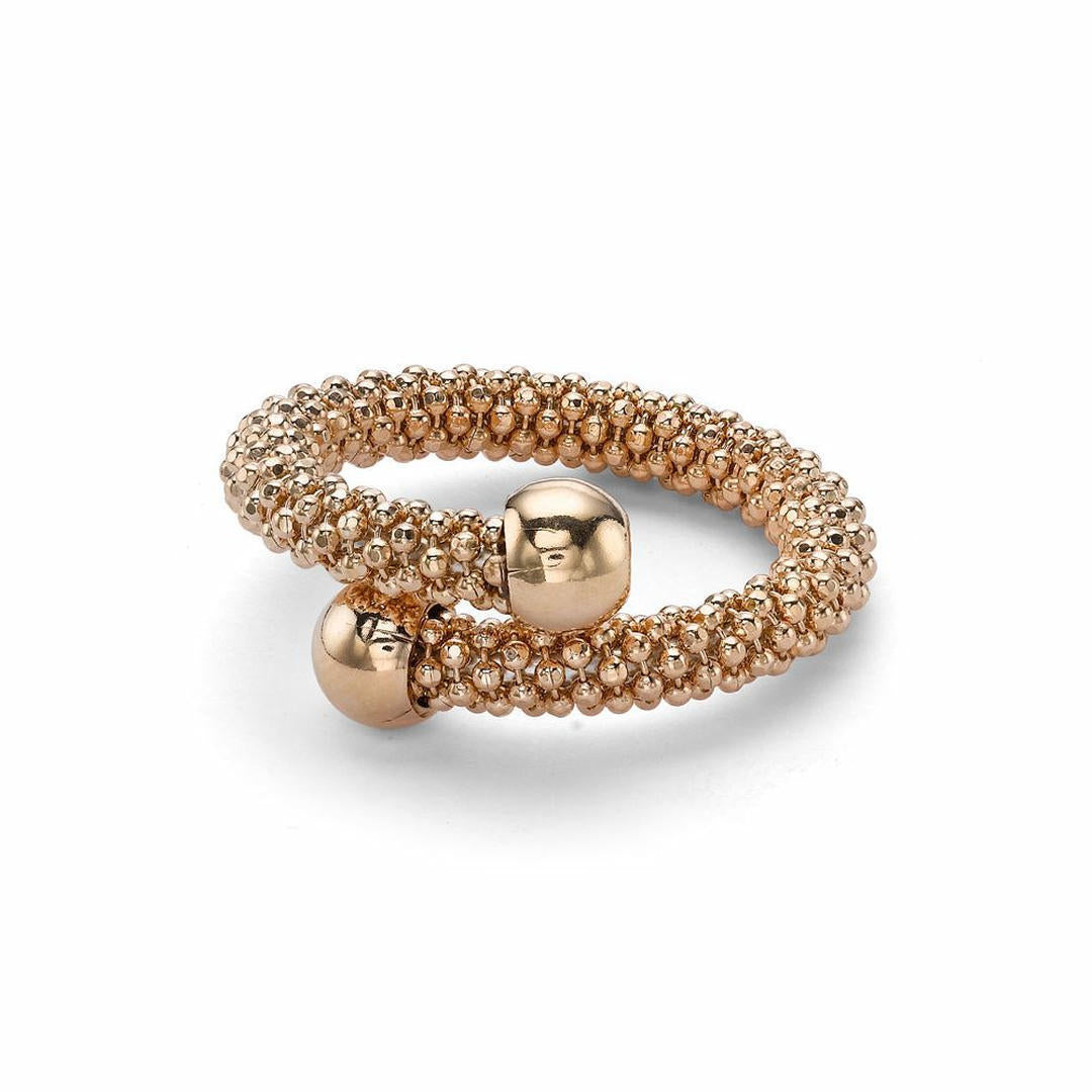 Rose Sterling Silver  Single Wrap Popcorn Beaded Fashion Ring - ARN045B
