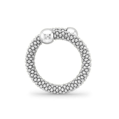 White Sterling Silver  Single Wrap Popcorn Fashion Ring - ARN045D