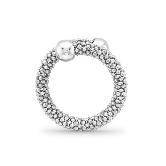 White Sterling Silver  Single Wrap Popcorn Fashion Ring - ARN045D