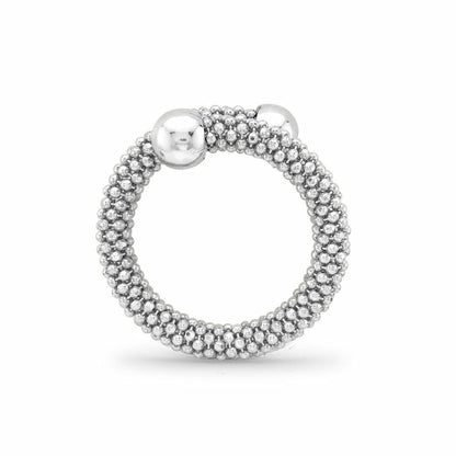 White Sterling Silver  Single Wrap Popcorn Fashion Ring - ARN045D