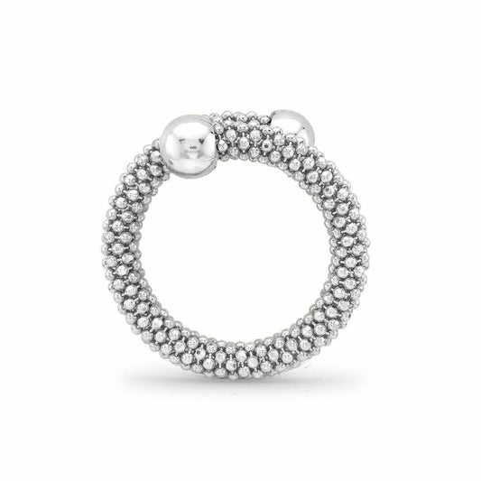 White Sterling Silver  Single Wrap Popcorn Fashion Ring - ARN045D