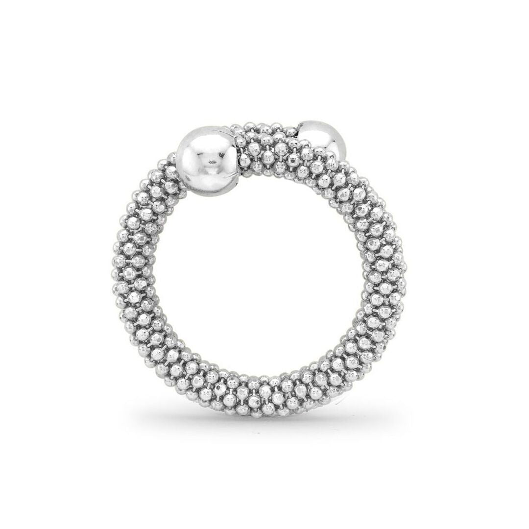 White Sterling Silver  Single Wrap Popcorn Fashion Ring - ARN045D