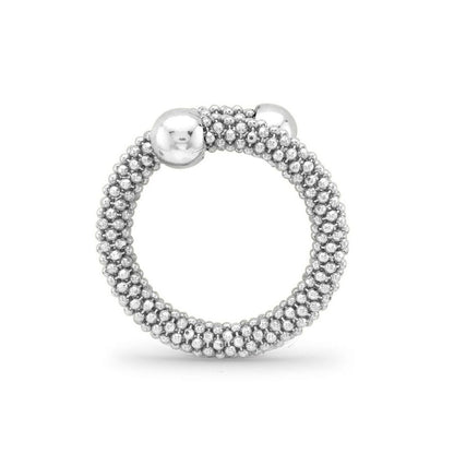 White Sterling Silver  Single Wrap Popcorn Fashion Ring - ARN045D