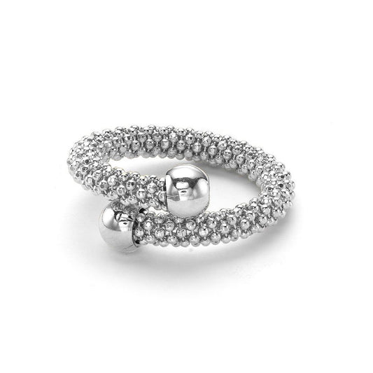 White Sterling Silver  Single Wrap Popcorn Fashion Ring - ARN045D