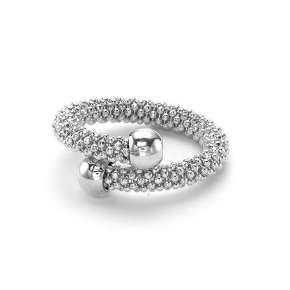 White Sterling Silver  Single Wrap Popcorn Fashion Ring - ARN045D