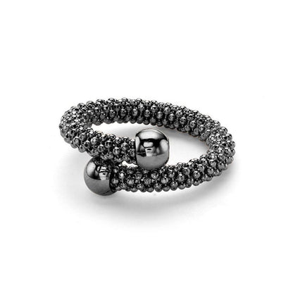 Ruthenium Sterling Silver  Single Wrap Popcorn Beaded Fashion Ring - ARN045E