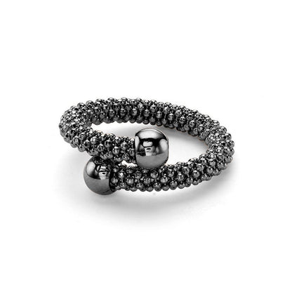 Ruthenium Sterling Silver  Single Wrap Popcorn Beaded Fashion Ring - ARN045E