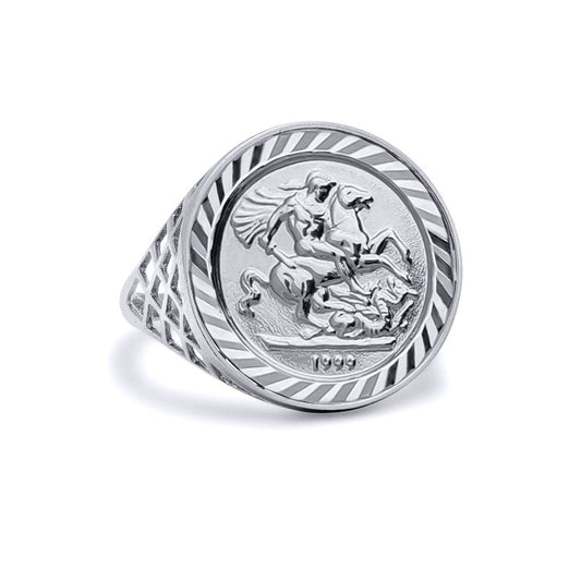Sterling Silver  St George Dragon Slayer 10th-Krugerrand-Size Ring - ARN081