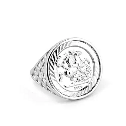 Sterling Silver  St George Dragon Slayer 10th-Krugerrand-Size Ring - ARN081