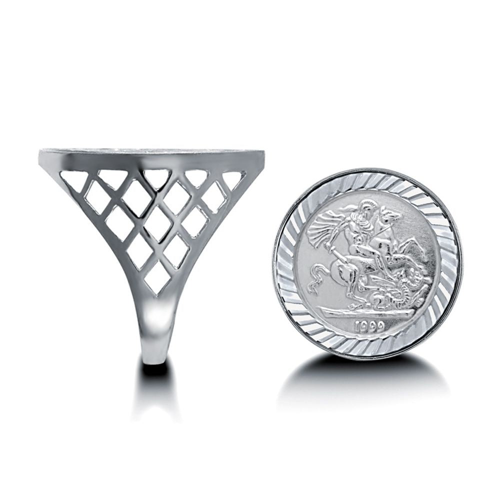 Sterling Silver  St George Dragon Slayer 10th-Krugerrand-Size Ring - ARN081