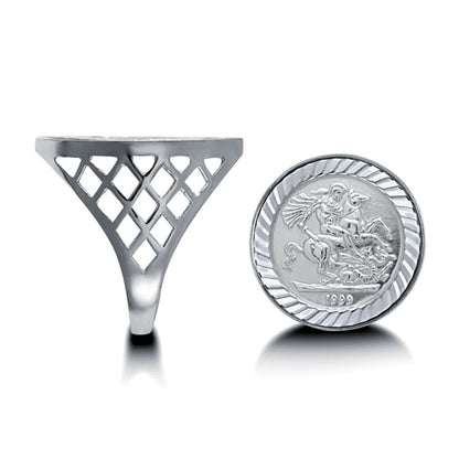 Sterling Silver  St George Dragon Slayer 10th-Krugerrand-Size Ring - ARN081