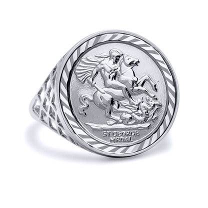 Sterling Silver  St George Dragon Slayer Full-Sovereign-Size Ring - ARN083