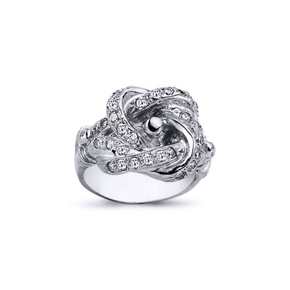 Mens Rhodium Plated Silver  Round CZ Celtic Knot Love Ring 18mm - ARN085