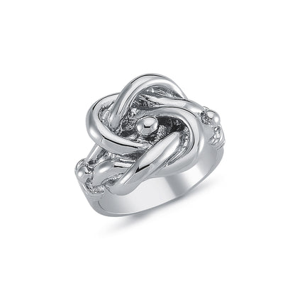 Mens Rhodium Plated Silver  Celtic Knot Love Ring 18mm - ARN086