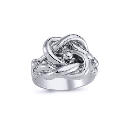 Mens Rhodium Plated Silver  Celtic Knot Love Ring 18mm - ARN086